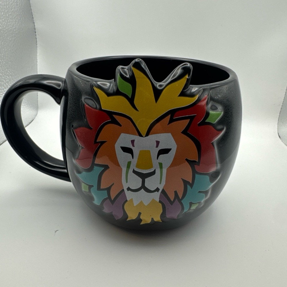 San Diego Zoo & Safari Park Large Colorful Lion Black cup mug Tea Coffee